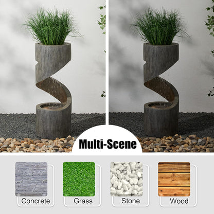 Glitzhome Tiered Outdoor Water Fountain with LED Light, Curved Outdoor Fountain Waterfall with
