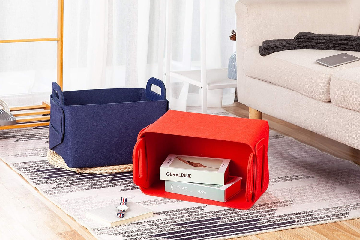 Minoisome Storage Basket Felt Storage Bin Collapsible& Convenient Box Organizer with Carry Handles