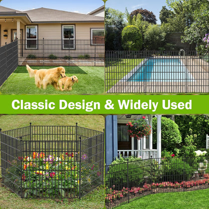 5 Panels No Dig Decorative Outdoor Garden Fence with Gate for Yard, 40 in(H) X 11.8 ft(L) Animal