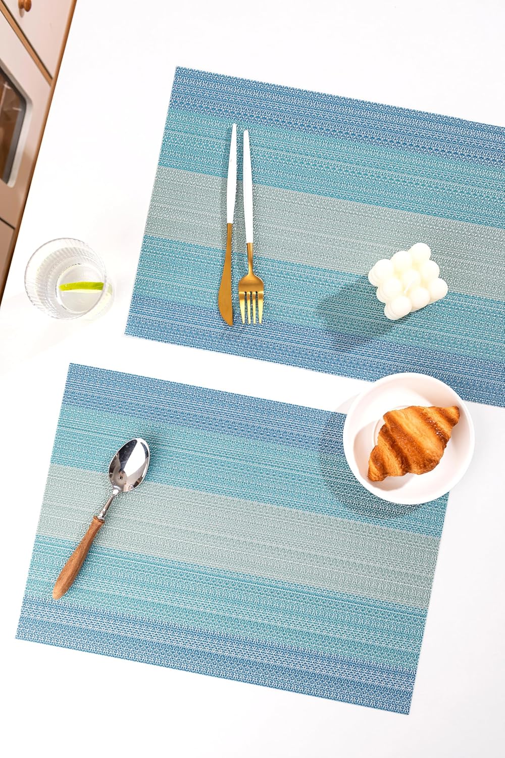 LEXMORE Placemats Set of 8 Vinyl/Plastic Woven Place Mats for Kitchen Table Indoor/Outdoor Washable