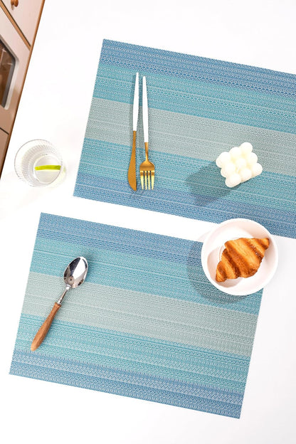 LEXMORE Placemats Set of 6 Vinyl/Plastic Woven Place Mats for Kitchen Table Indoor/Outdoor Washable