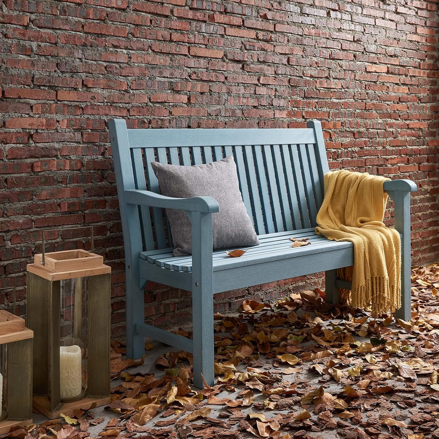 Psilvam Garden Bench, 2-Person Poly Lumber Patio Bench, All-Weather Outdoor Bench That Never Rot