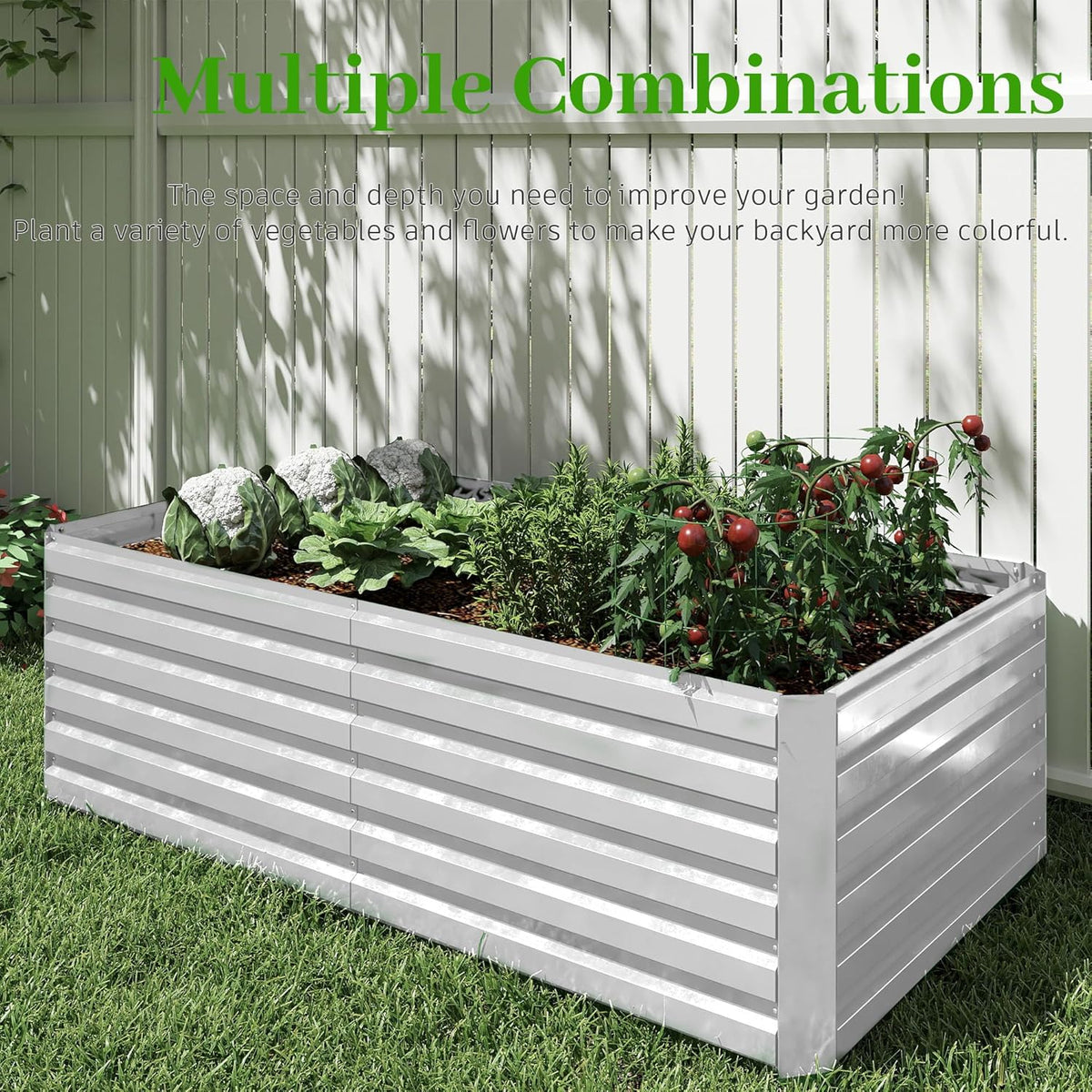 8x4x2 ft Outdoor Raised Garden Bed, Large Metal Planter Raised Beds, Planters for Outdoor Plants