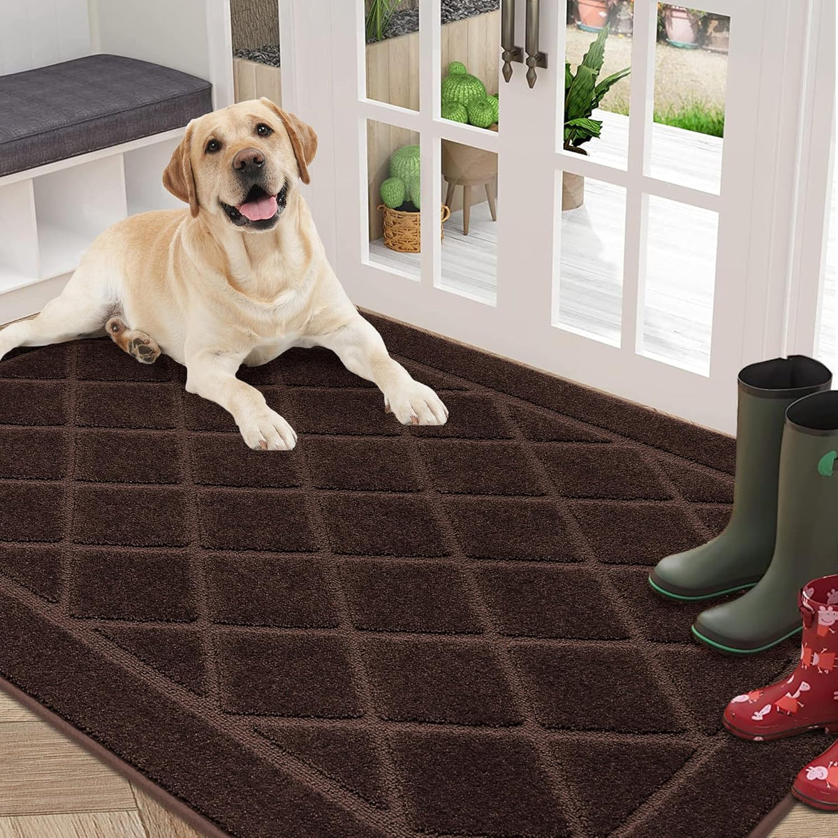 BEQHAUSE Dirt Trapper Door Mat 36" x 60", Doormat Non-Slip Entryway Rugs Washable, Dog Door Mat