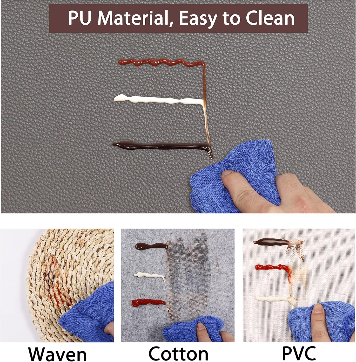Set of 4 Faux Leather Placemats, PU Table Mats, Waterproof, Stain Resistant, Heat Resistant