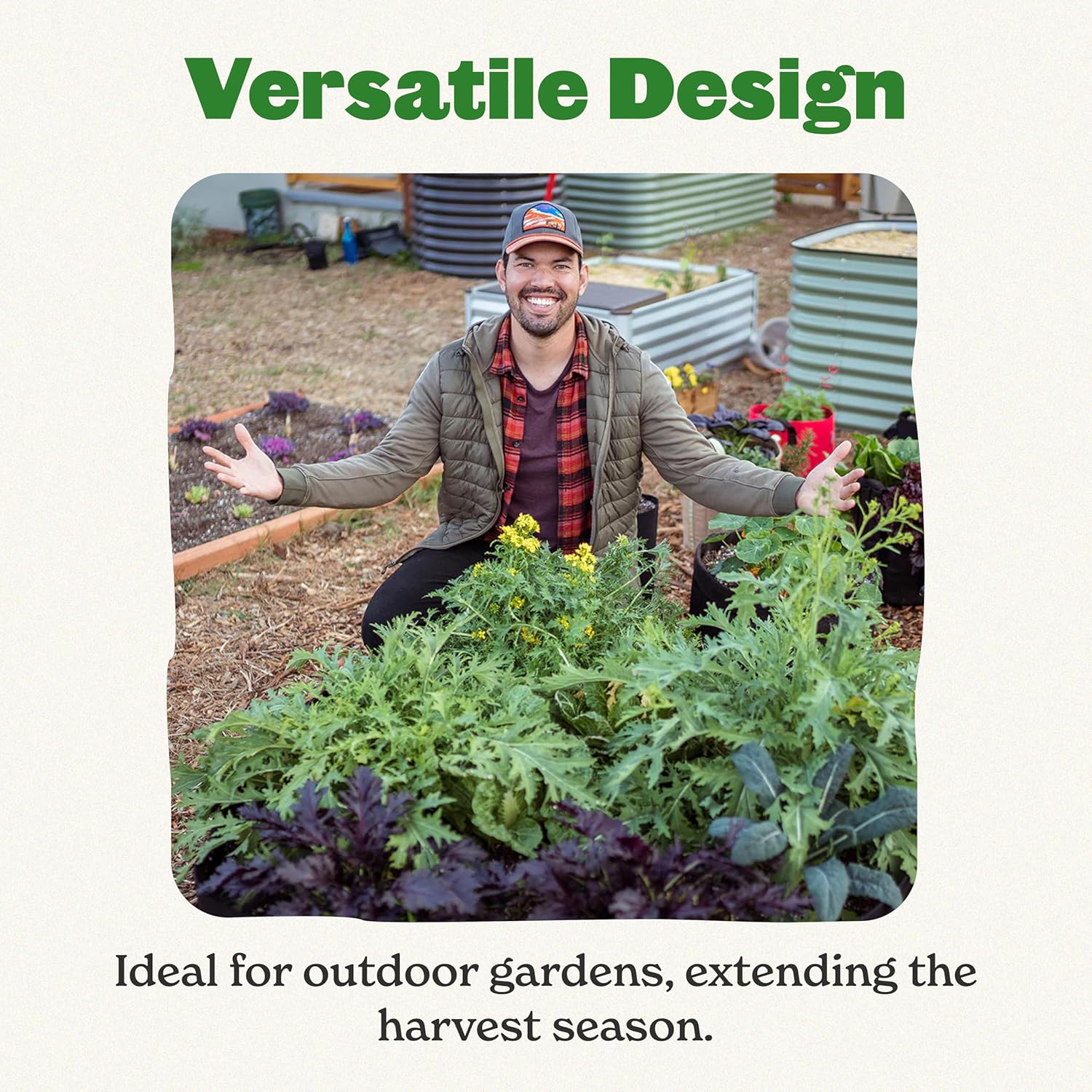 Epic Gardening 5-in-1 Modular Galvanized Raised Garden Bed Kit, 15" Tall Metal Planter Box, Durable