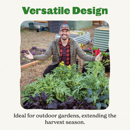 Epic Gardening 5-in-1 Modular Galvanized Raised Garden Bed Kit, 15" Tall Metal Planter Box, Durable