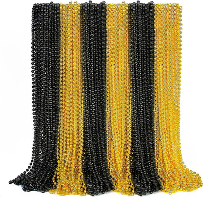 50PCS New Years Eve Bead Party Supplies, Black Gold Bead Necklace, 33" New Years Eve Beaded