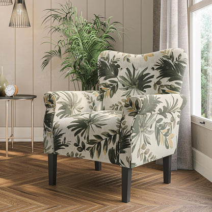 BELLEZE Modern Accent Chair for Living Room, High Back Floral Armchair with Wooden Legs
