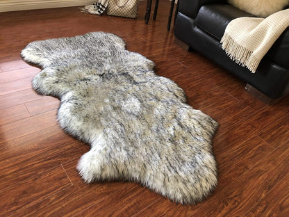 LAMBZY Faux Sheepskin Hypoallergenic Free Shape Silky Shag Rug, Luxury Shaggy Silky Plush Carpet