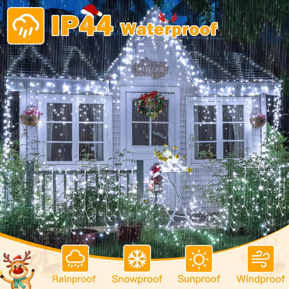 Ollny Icicle Lights for Outside 720LED 60FT, Cool White Christmas Lights with Remote 8 Modes