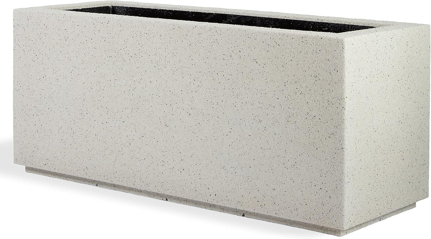 PolyStone Milan Tall Modern Outdoor/Indoor Rectangular Trough Planter, 46" W x 19" H, Lightweight