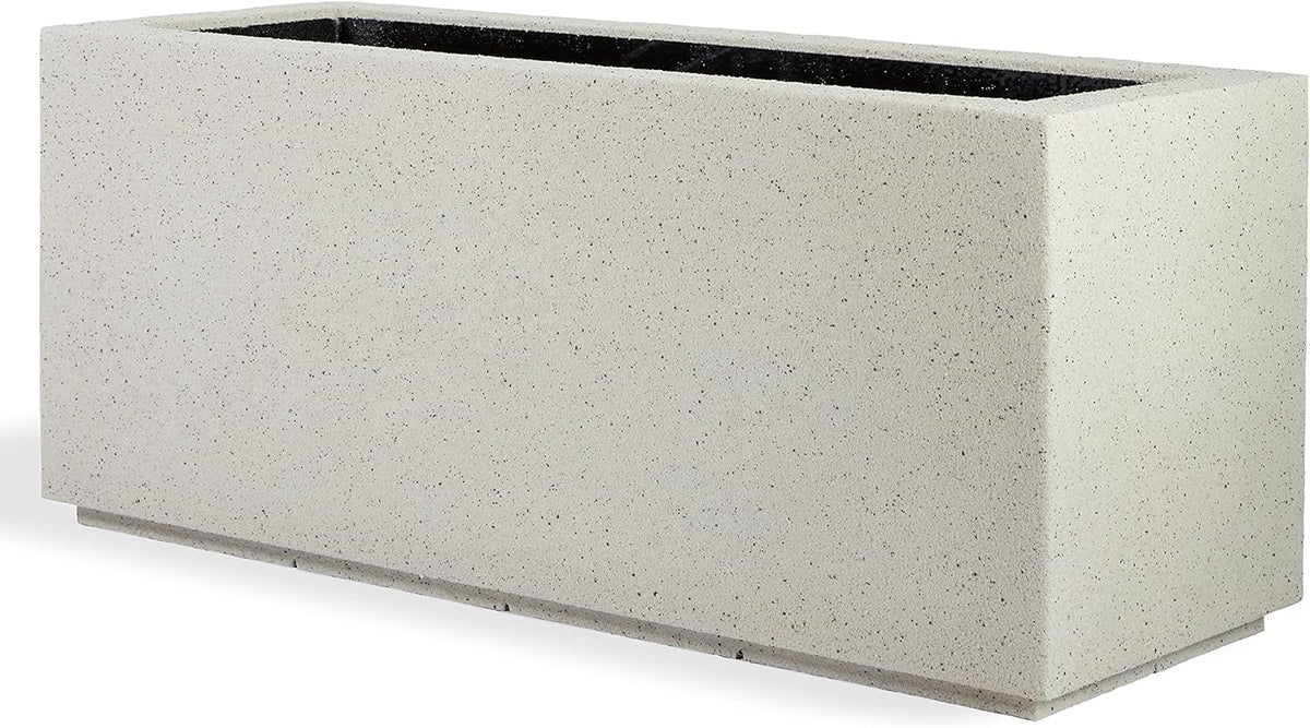 PolyStone Milan Tall Modern Outdoor/Indoor Rectangular Trough Planter, 46" W x 19" H, Lightweight