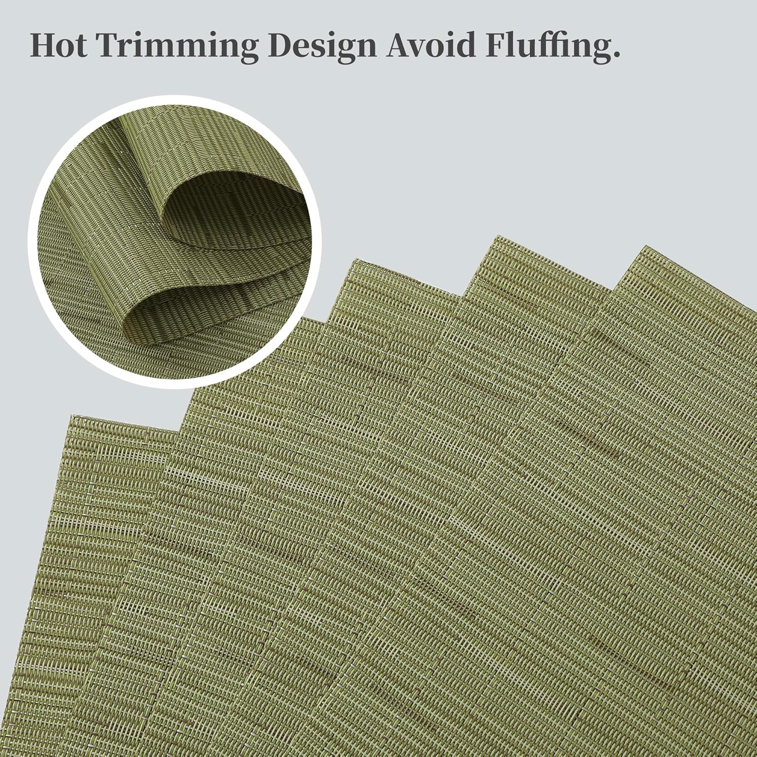 Leetaltree Pea Green Placemats Set of 6 - Heat Resistant Non-Slip Place mats for Dining Table