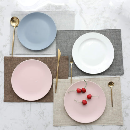 Home Brilliant Cloth Placemats Set of 8 Heat Resistant Dining Table Place Mats Linen Kitchen Table