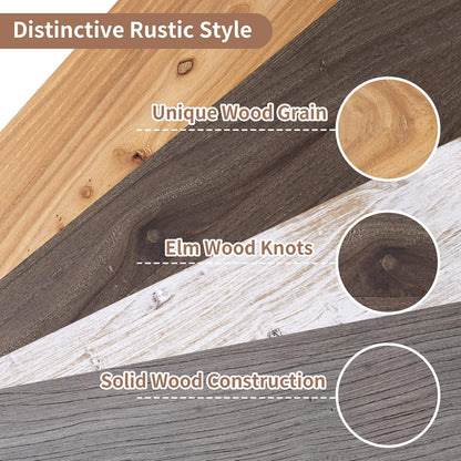 Axeman Floating Shelves for Wall, 8 Inch Deep Rustic Solid Elm Wood Wall Shelves for Storage, Wall