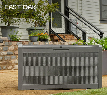 EAST OAK Outdoor Storage Box, 100 Gallon Deck Box, Waterproof Resin Storage Bench for Patio