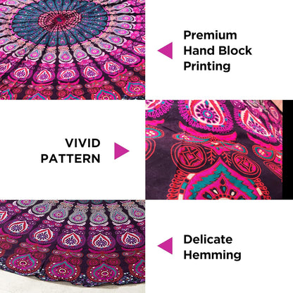 raajsee Indian Cotton Purple Tapestry Mandala Wall Hangings, Hippie Tapestries,Boho Throw Bohemian