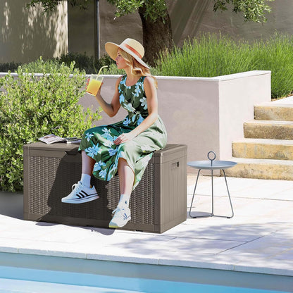 Devoko 97 Gallon Deck Box, Waterproof Resin Outdoor Storage Box for Outside and Patio, Large