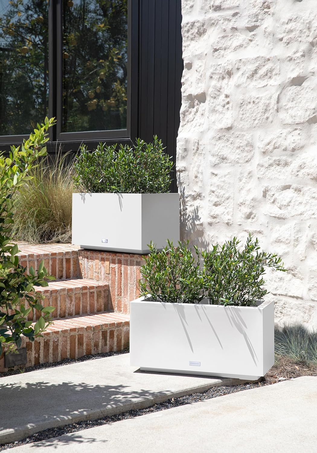 Veradek Block Series Long Box Planter - Large Rectangular Planter for Indoor or Outdoor Patio/Porch