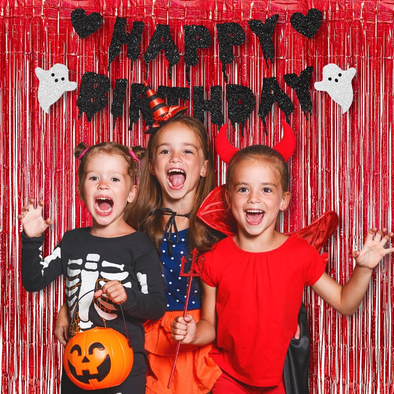 BRAVESHINE Red Tinsel Foil Fringe Curtains - 2Pcs 3.2x8.2ft Holidays Photo Booth Backdrop for