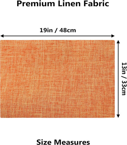 Demetex Orange Placemats Set of 6 Fall Linen Place Mats Modern Washable Table Plate Mats for