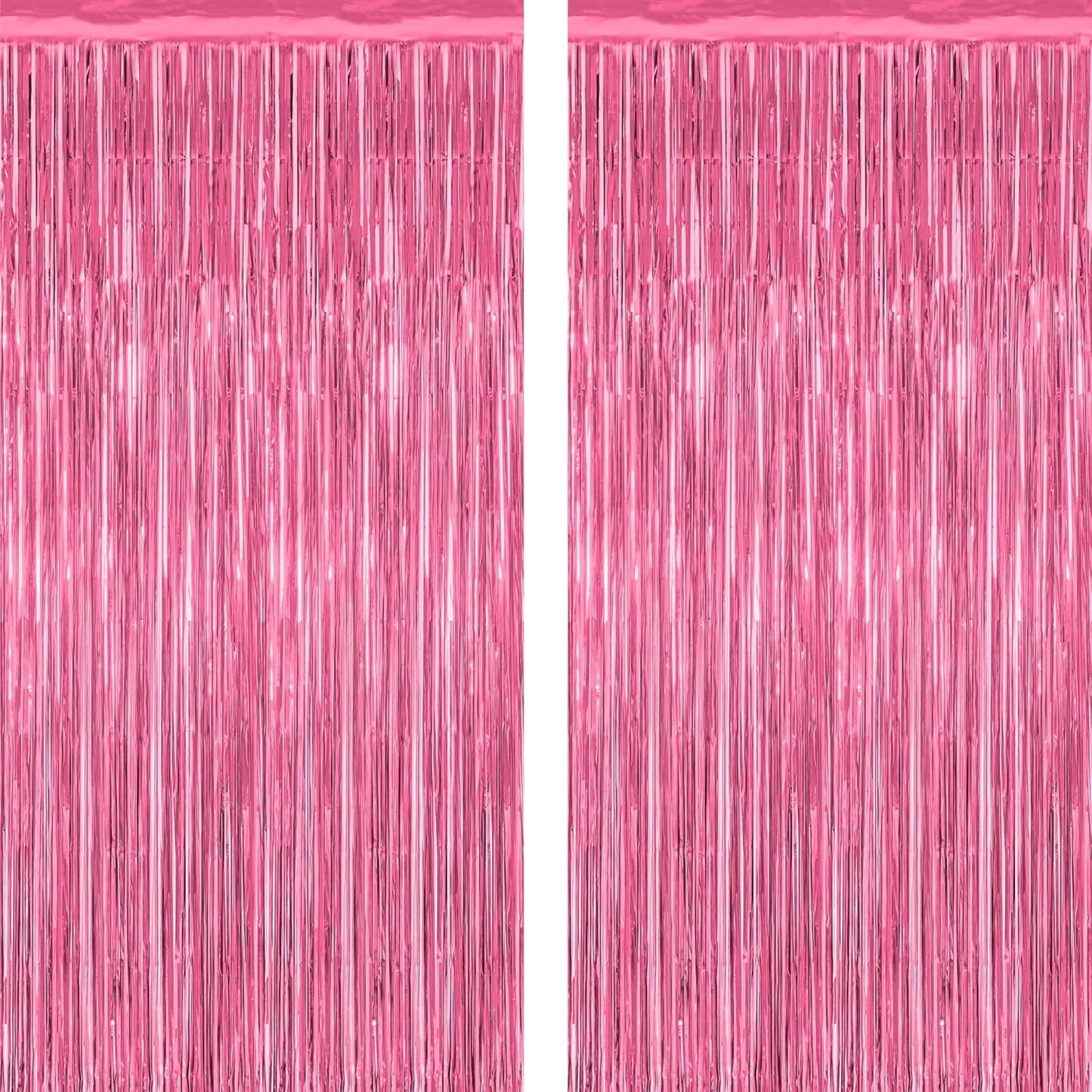 2 Pack Pink Party Decorations, 3.28 FT x 7.05 FT Pink Backdrop, Metallic Tinsel Backdrop Fringe