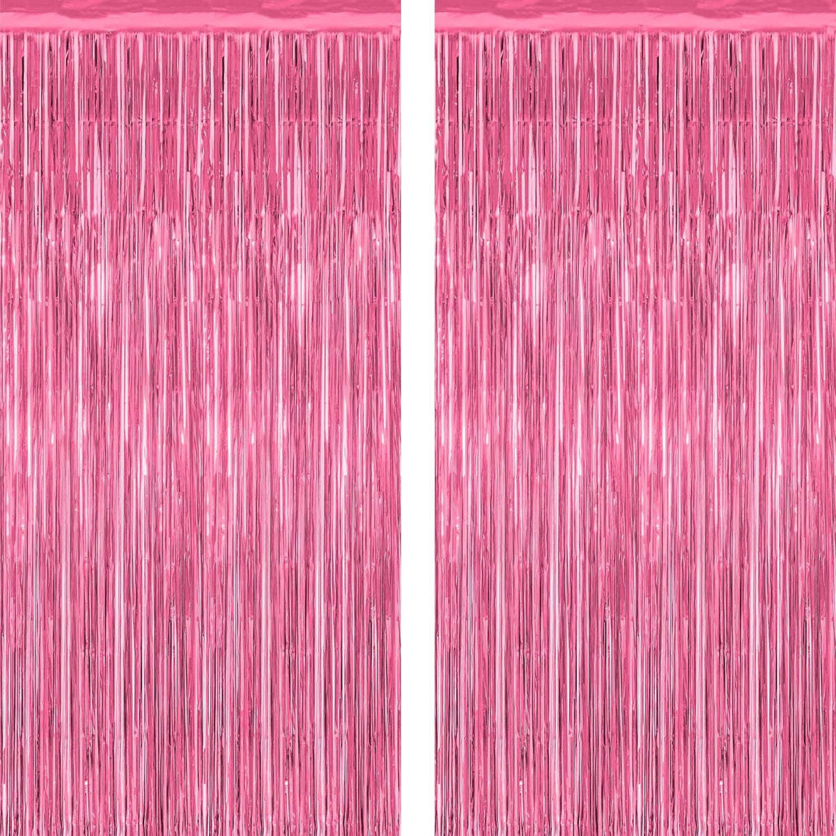 2 Pack Pink Party Decorations, 3.28 FT x 7.05 FT Pink Backdrop, Metallic Tinsel Backdrop Fringe