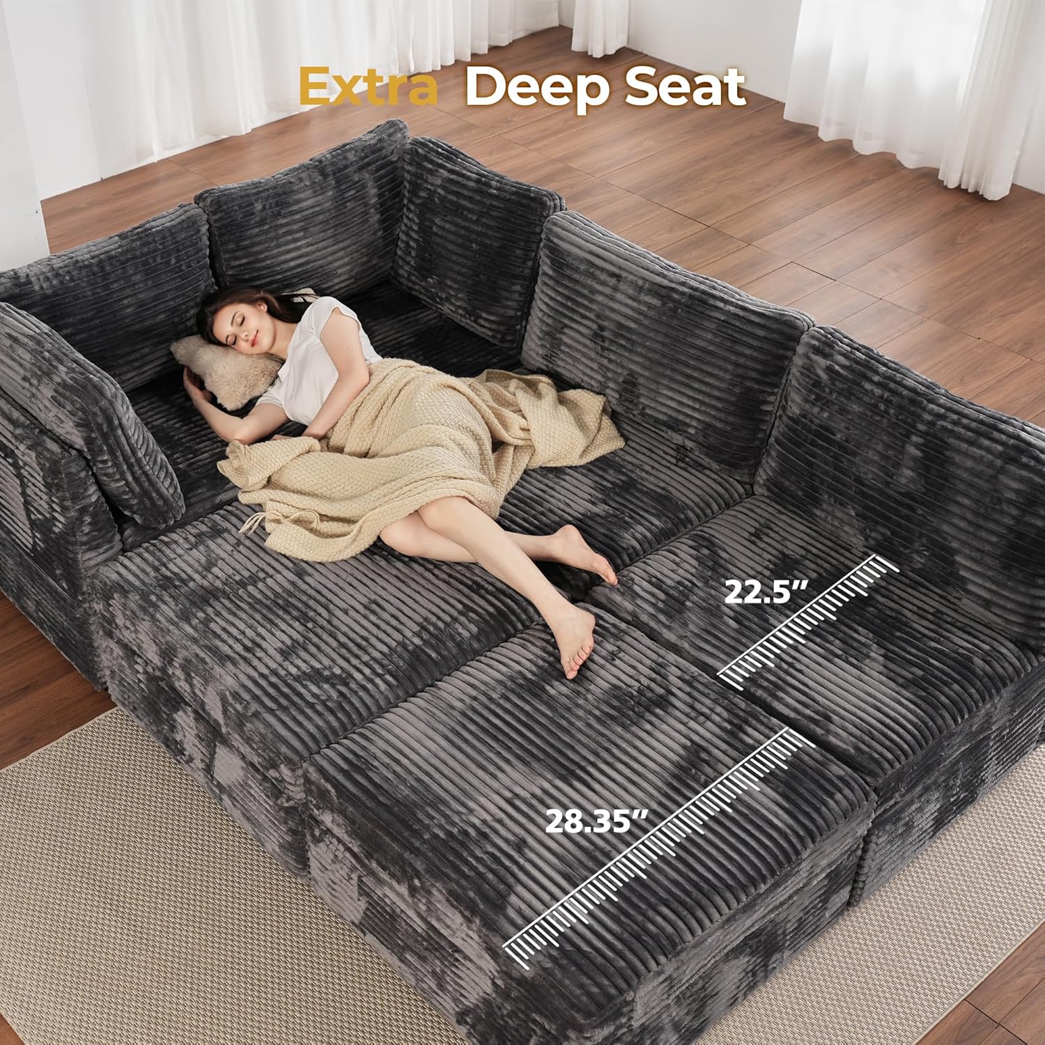 HOOOWOOO Modular Sectional Sofa,5 Pieces Sectional Couches for Living Room,98X66 L Shaped Cloud