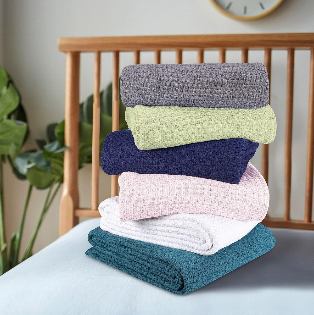 BELIZZI HOME 100% Cotton Bed Blanket, Breathable Bed Blanket Twin Size, Cotton Thermal Blankets
