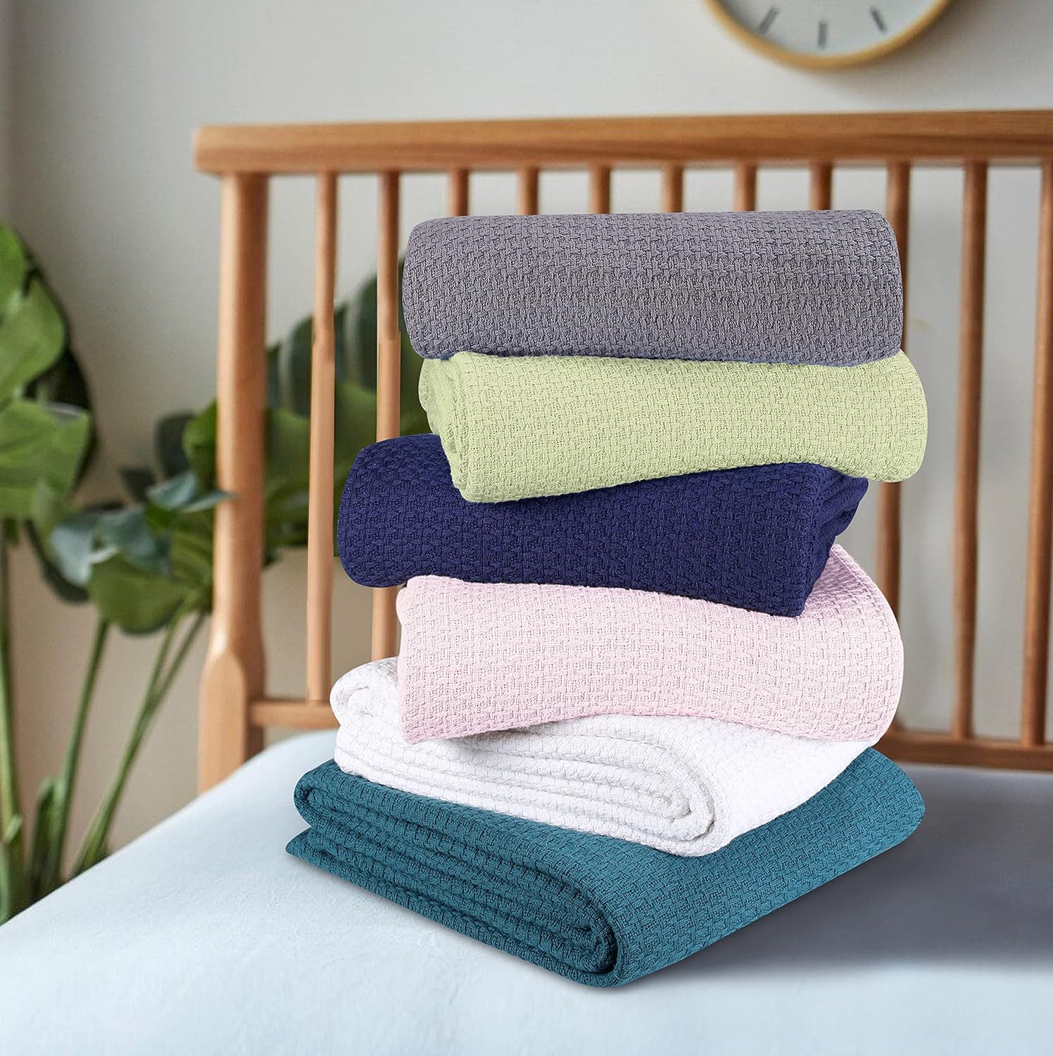 BELIZZI HOME 100% Cotton Bed Blanket, Breathable Bed Blanket Twin Size, Cotton Thermal Blankets