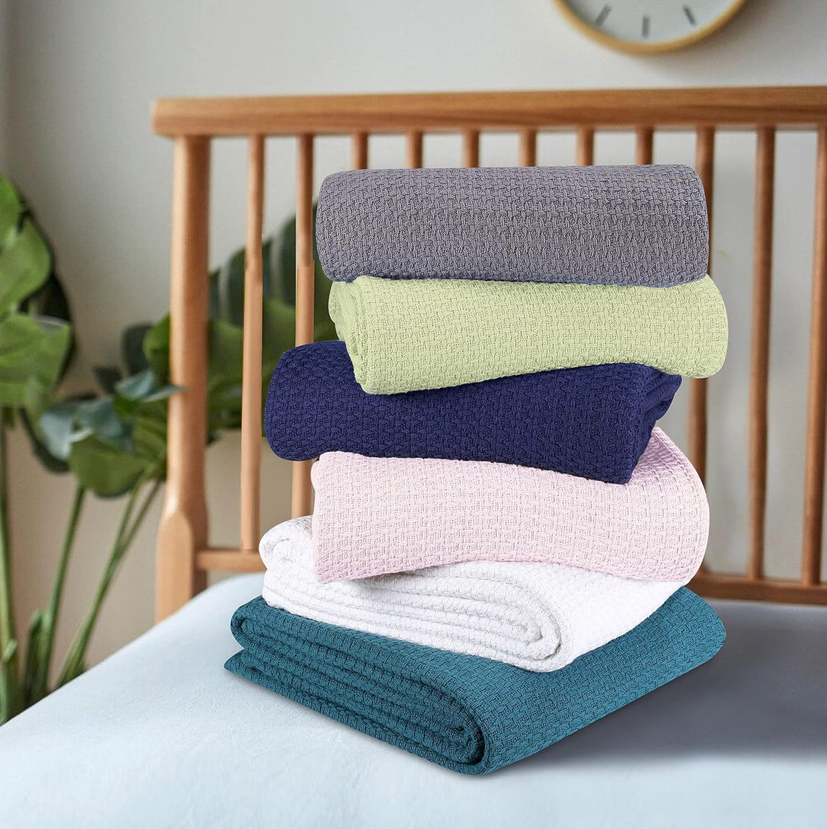 BELIZZI HOME 100% Cotton Bed Blanket, Breathable Bed Blanket Full Queen Size, Cotton Thermal