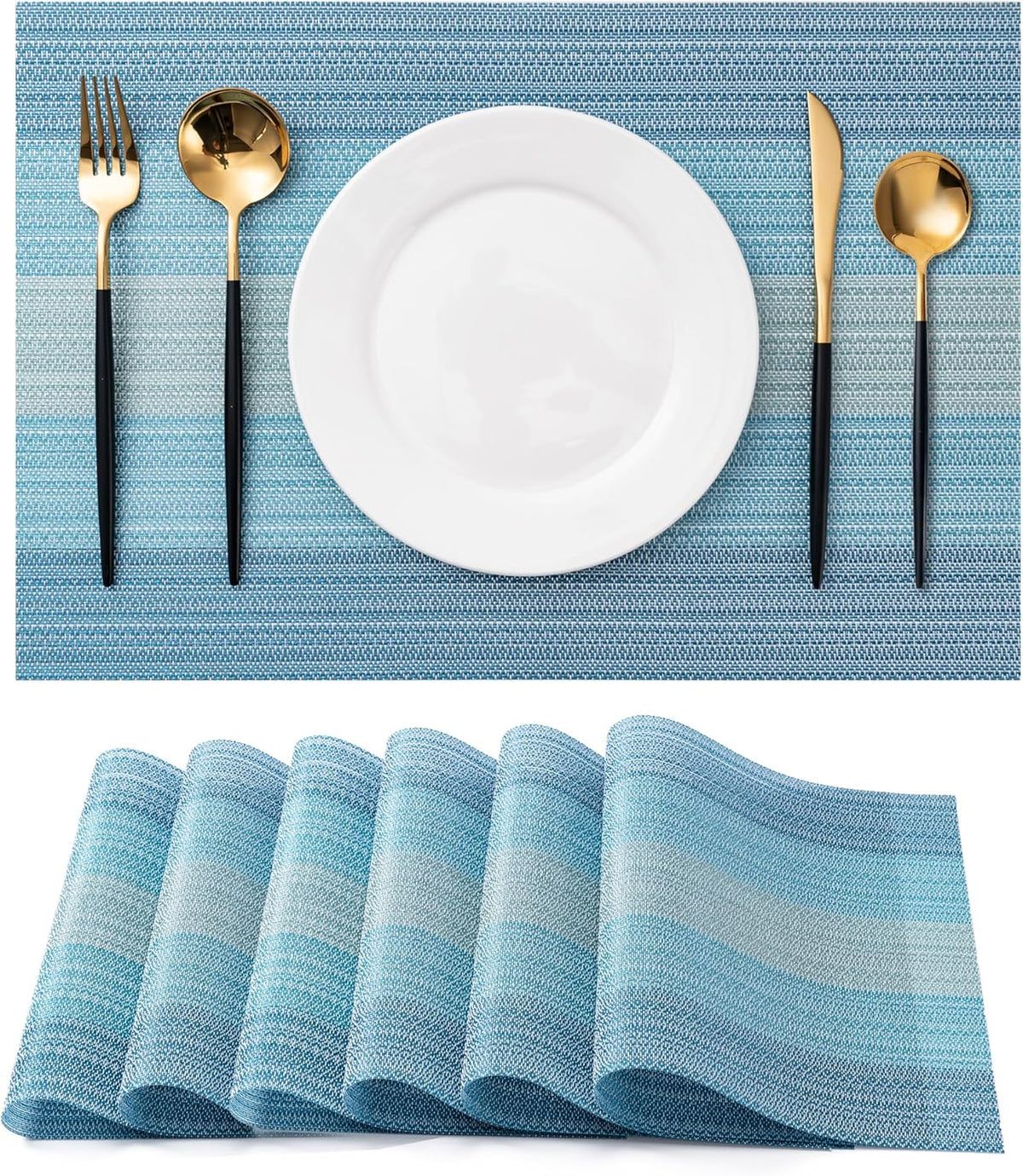 CADONO Placemats Set of 6 Washable Indoor/Outdoor Vinyl Place Mats for Dining Table Durable