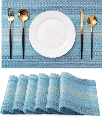 CADONO Placemats Set of 6 Washable Indoor/Outdoor Vinyl Place Mats for Dining Table Durable