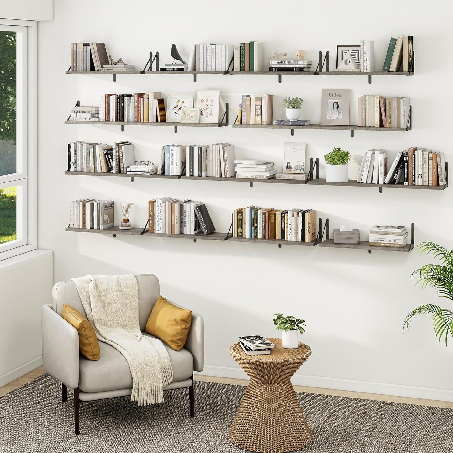 Heimlove Floating Shelves for Wall 24 Inches,8 Inches Deep Wall Bookshelf Mounted Display&Storage
