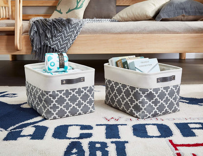 DECOMOMO Grey Storage Bins Fabric Storage Baskets for Shelves, Linen Closet Organization Toys