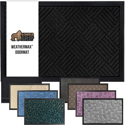 GORILLA GRIP 100% Waterproof All-Season WeatherMax Doormat US Designed Natural Rubber, Stain and
