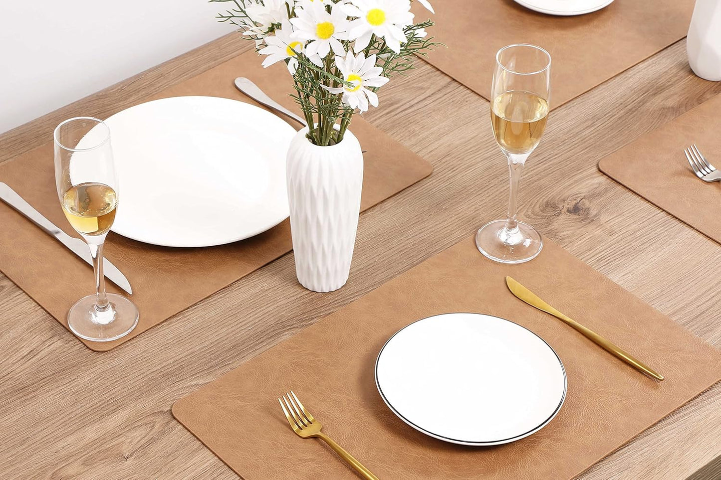 Set of 8 Faux Leather Placemats, PU Table Mats, Waterproof, Stain Resistant, Heat Resistant