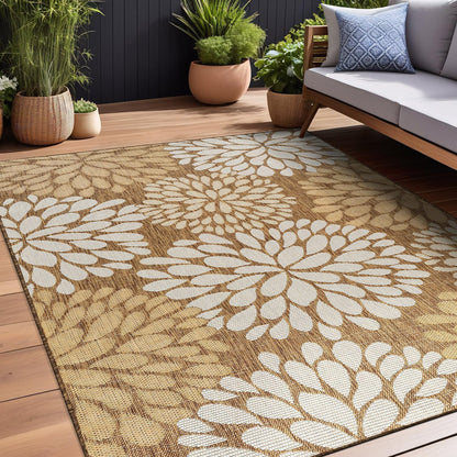 Beverly Rug Outdoor Rug 5x7 Modern Exotic Tropical Leaf Area Rugs for Indoor and Outdoor Patio Deck
