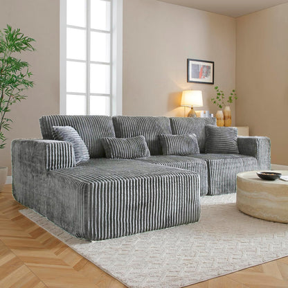 HYJT-H&K Modular Sectional Sofa Cloud Sectional Couch, 107" Comfy Fluffy L Shaped Dark Grey Couches