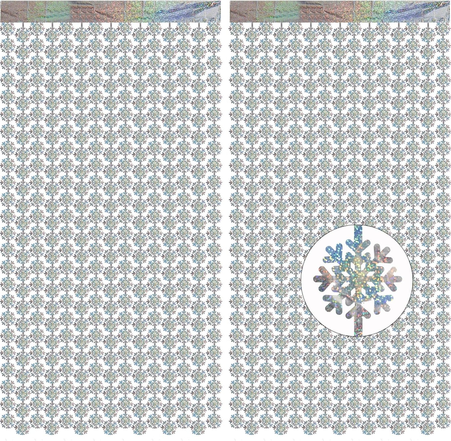 Silver Snowflake Fringe Curtain - GREATRIL Winter Onederland Streamers Backdrop with Sparkling