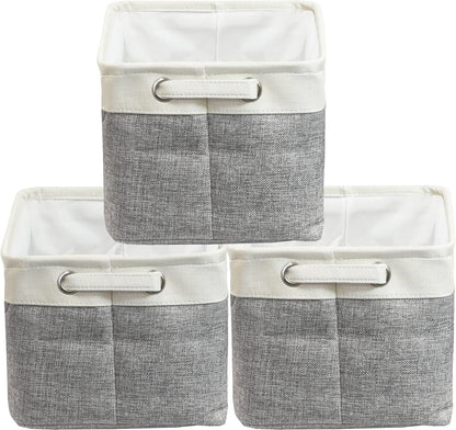 SIMPLE HOUSEWARE Large Fabric Storage Bin, 14.4" x 10" with Handles, 3-Pack, Foldable Organizer for