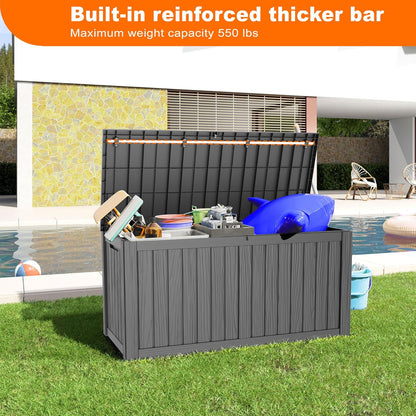 150 Gallon Resin Deck Box, Lockable Patio Outdoor Storage Box for Furniture, Garden Tools and Tools