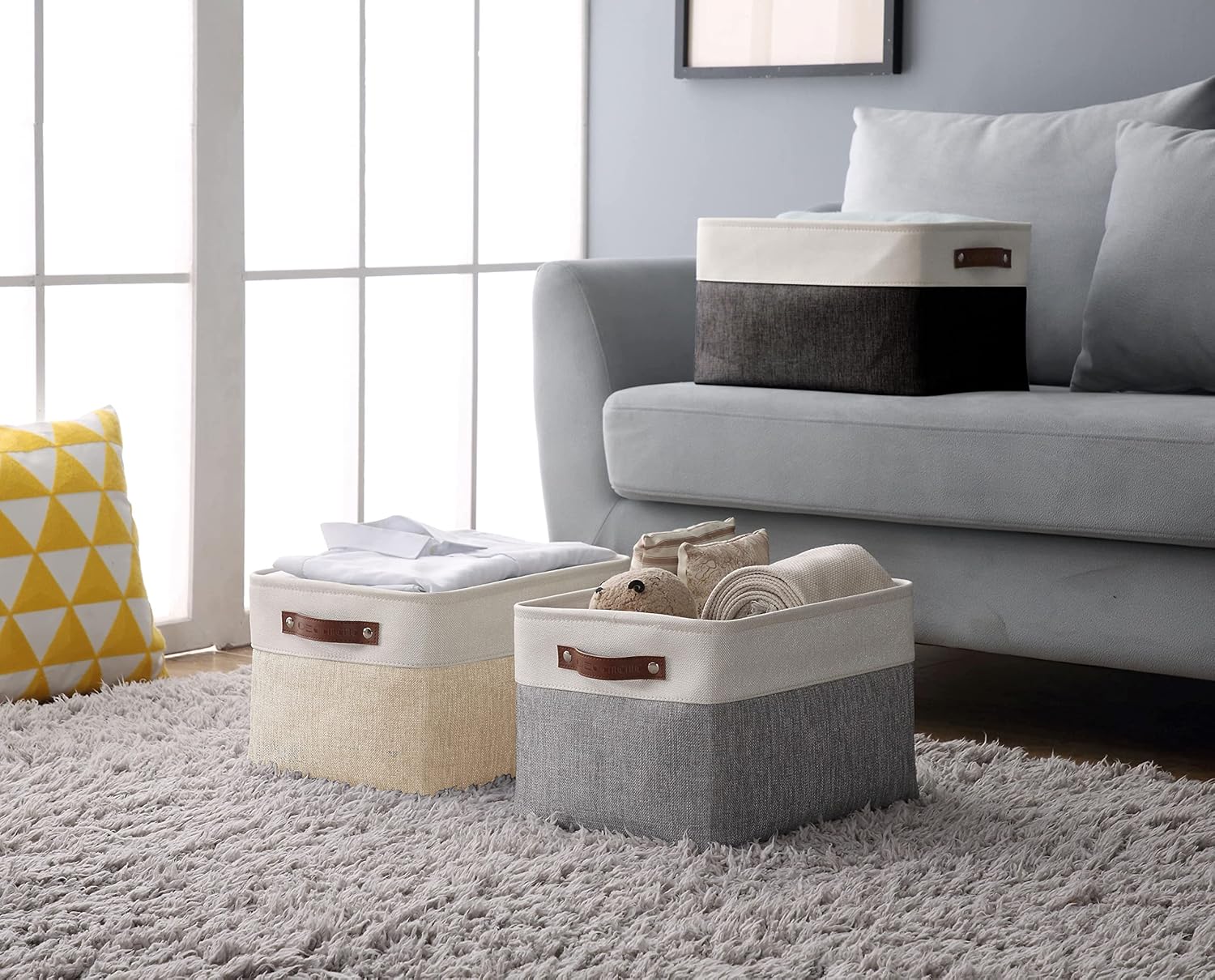 DECOMOMO Storage Bins Fabric Storage Baskets for Shelves, Linen Closet Organization Toys Nursery