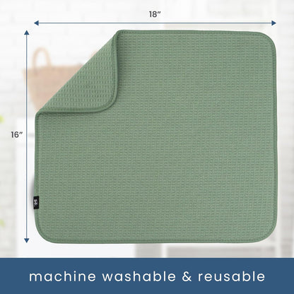 S&T INC. Dish Drying Mat, 16” x 18”, Absorbent Microfiber Kitchen Counter Mat, Dish Drying Pad for