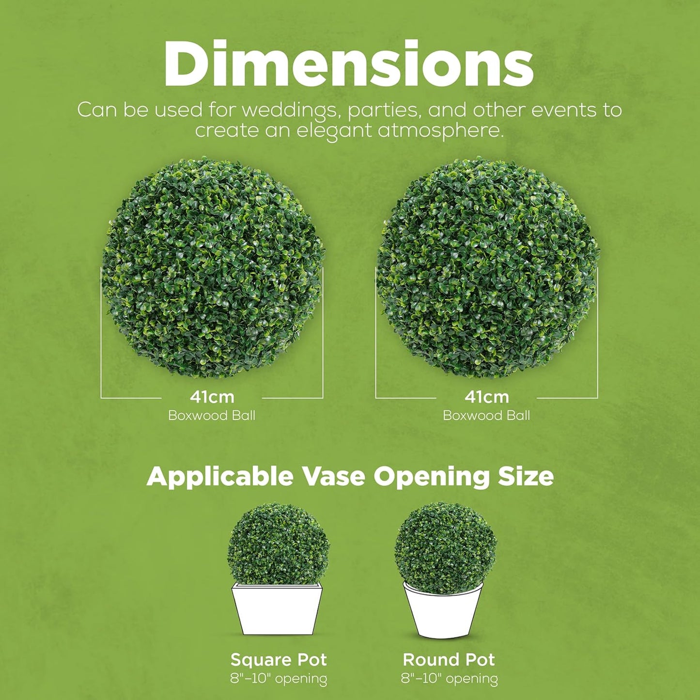 DRAY Premium 16.14" Faux Boxwood Balls – Set of 2 Artificial Topiary Spheres for Outdoor & Indoor