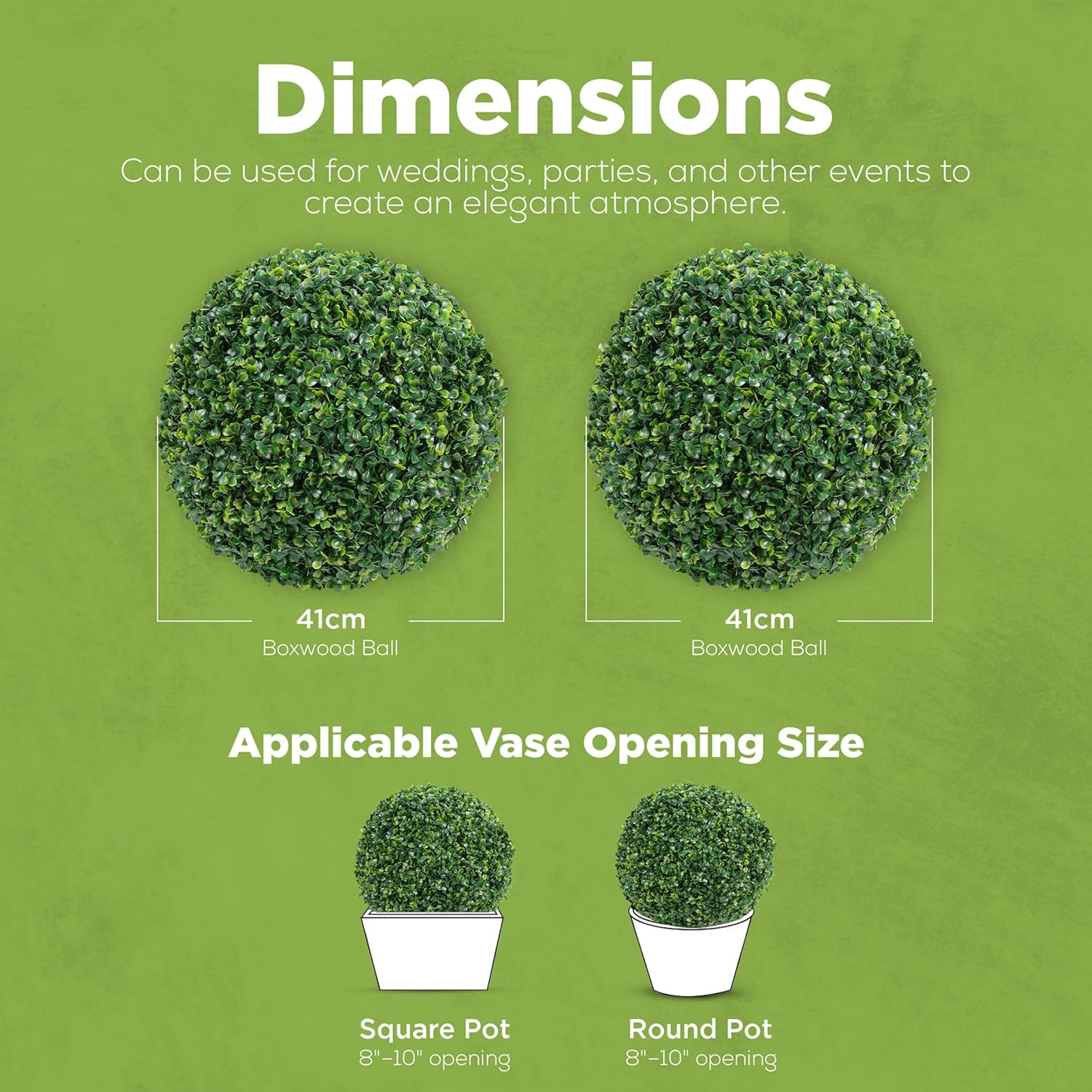 DRAY Premium 16.14" Faux Boxwood Balls – Set of 2 Artificial Topiary Spheres for Outdoor & Indoor