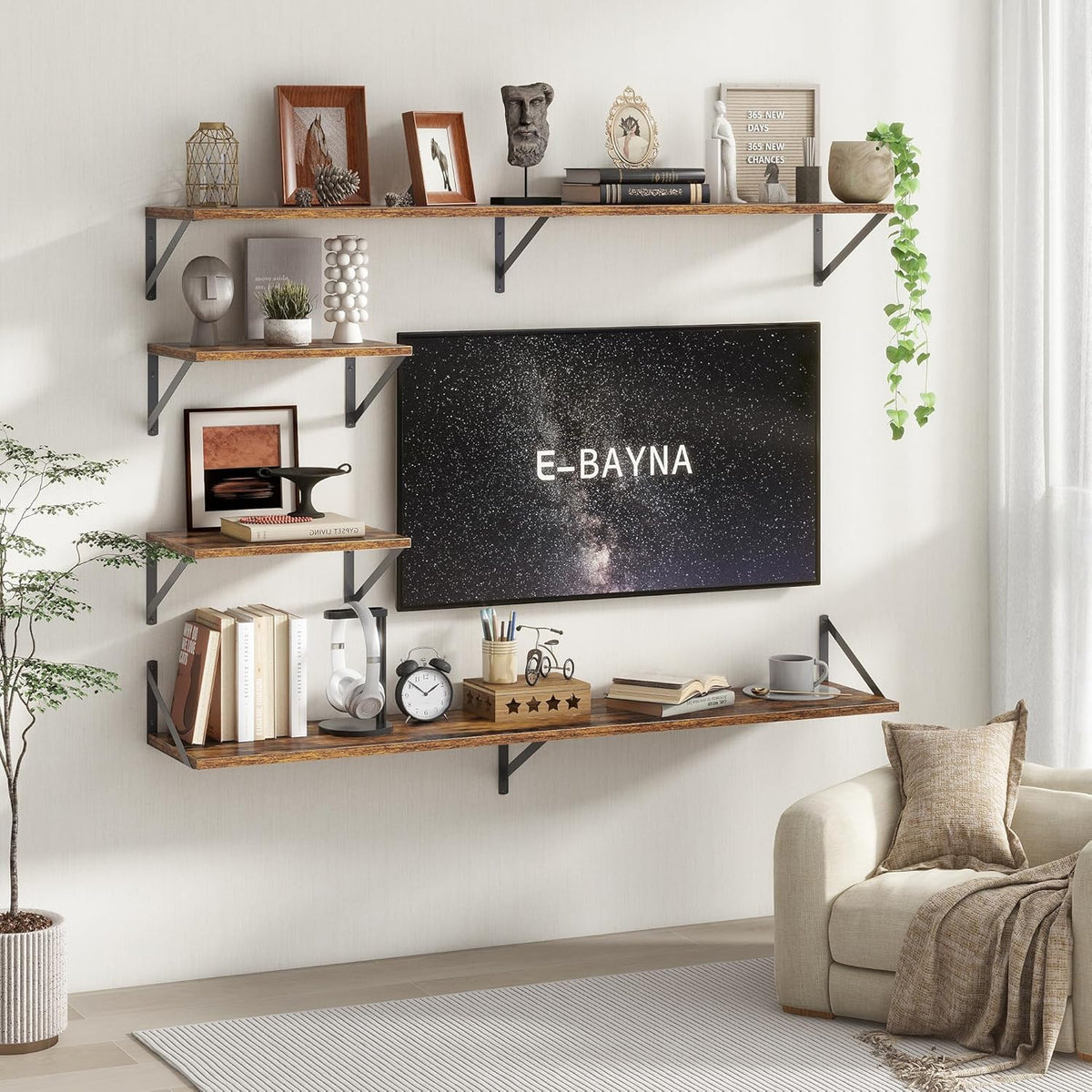 Floating Shelves 55 Inch Long, 10" Deep Floating Shelves, Wall Shelves 55 x 10, Set of 2, Wide