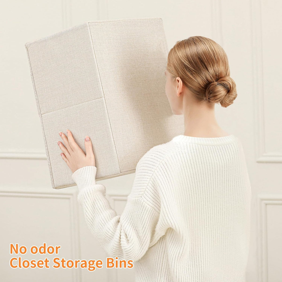 Linen Folding Storage Bins, 3 Pack Large Storage Baskets, Washable, Clothing Storage Bins with