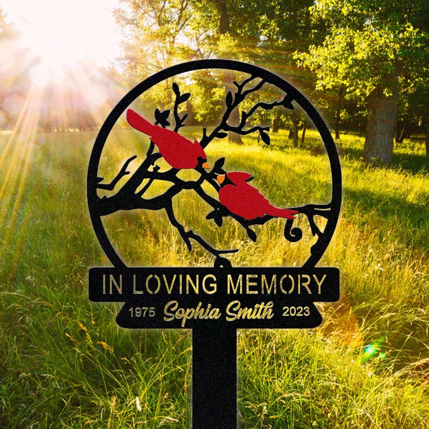 Personalized Cemetery Memorial Metal Stakes, Cardinals Memorial Grave Markers,Graden Decorations